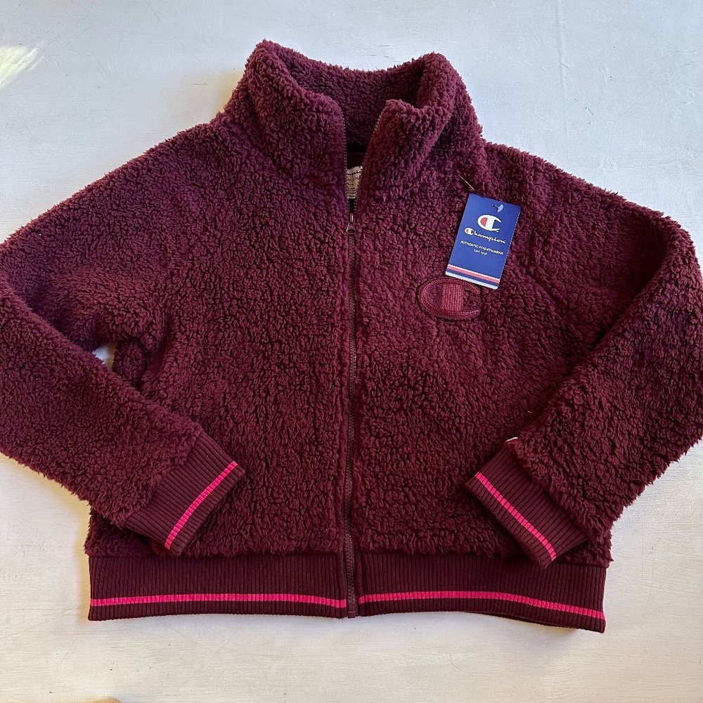 NWT Champion Maroon Sherpa Fleece Jacket